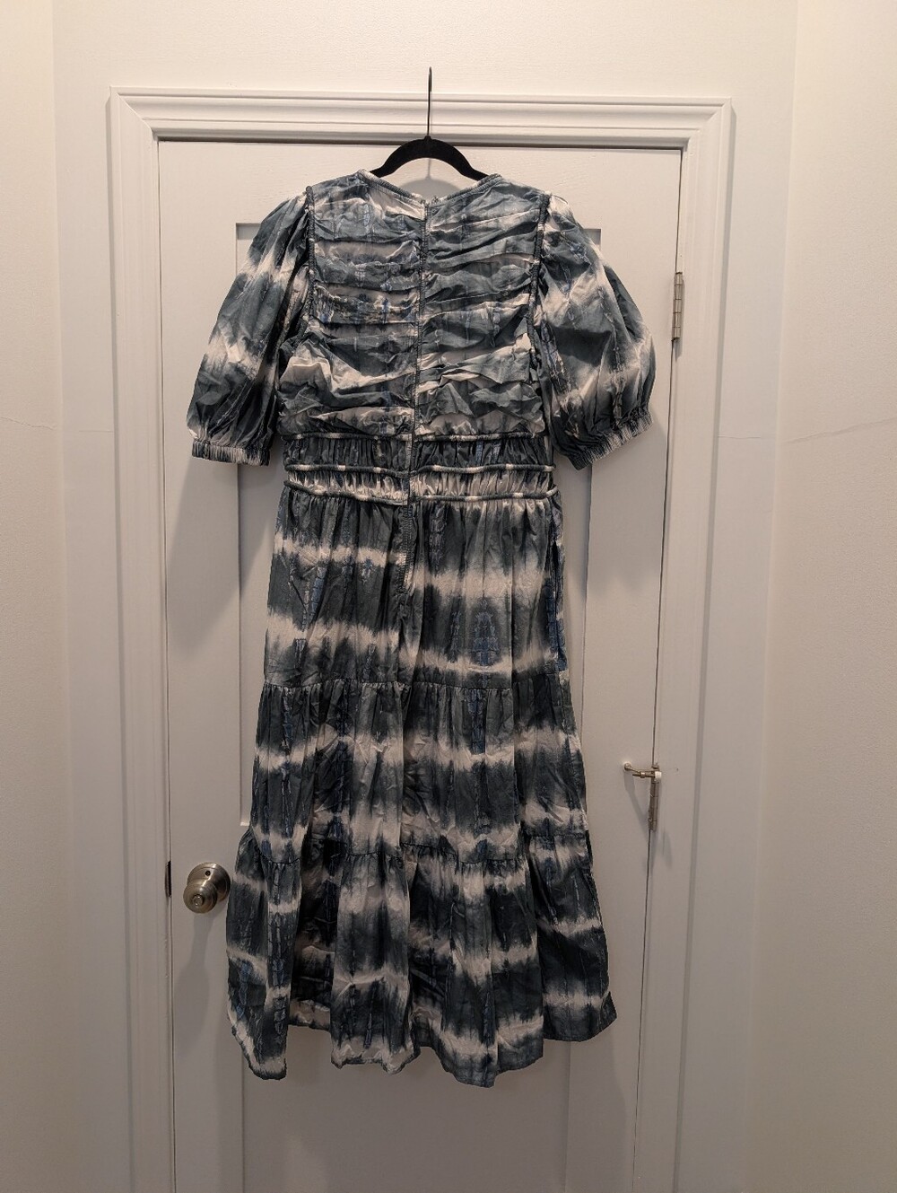 Sea Puff Sleeve Dress- Blue/White - Picture 4 of 5